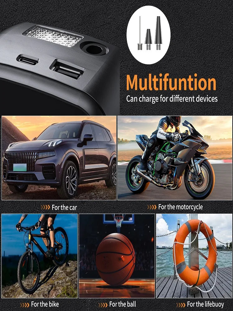 Portable Electric Air Compressor Pump for Car, Bike & Motorcycle Tires