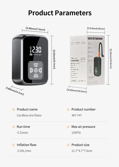 Portable Electric Air Compressor Pump for Car, Bike & Motorcycle Tires