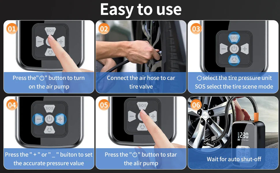 Portable Electric Air Compressor Pump for Car, Bike & Motorcycle Tires